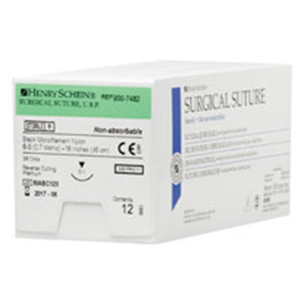 Henry Schein Suture 6-0 Nylon C-1 Black 18" Monofilament 12/Bx - 9007482