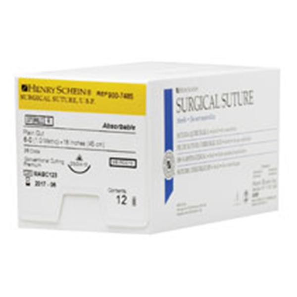 Henry Schein Suture 6-0 Plain Gut Dscm13 Beige 18" Monofilament 12/Bx - 9007485