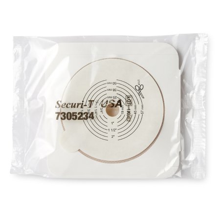 Securi-T - Ostomy Barrier Trim to Fit, Standard Wear Flexible Tape 70 mm Flange Up to 2-1/4 Inch Opening 5 X 5 Inch - 7305234