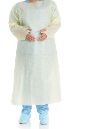 O&M Halyard Inc Halyard Tri-Layer Over-the-Head Protective Procedure Gown One Size Fits Most Unisex Yellow - 29549