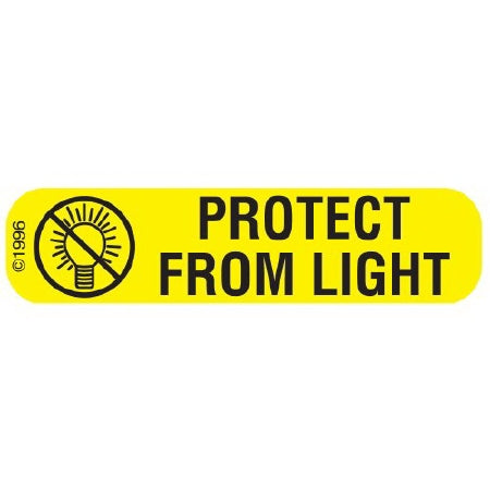 Precision Dynamics Pre-Printed Label Safety Data Protect From Light Yellow 3/8 X 1-9/16 Inch - 1-684