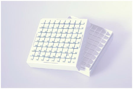 Fisher Scientific Fisherbrand Cryogenic Storage Box 2 X 5.25 X 5.25 Inch, White, 9 X 9 Tube Array For 1.2 to 2 mL Threaded Cryogenic Vials - 1050028