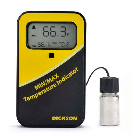 Dickinson Company Dickson Vaccine Alarm Thermometer Fahrenheit / Celsius -50° to 122°F (-50° to 50°C) Bottle Probe Desk / Wall / Door Mount Battery Operated - 120