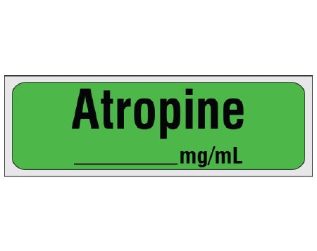 Shamrock Scientific Shamrock Pre-Printed Label Anesthesia Label ATROPINE / _____ mg / mL Green 1/2 X 500 Inch - SA-310-PRE
