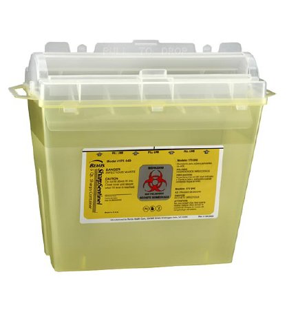 Bemis Sentinel - Chemotherapy Waste Container 10 H X 5-1/4 W X 11 D Inch 1.25 Gallon Translucent Yellow Base / Translucent Lid Horizontal Entry Rotating Lid - 175 040