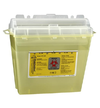 Bemis Healthcare Bemis Sentinel Chemotherapy Sharps Container 10 H X 11 L X 5-1/4 W Inch 5 Quart Translucent Yellow Horizontal Entry Lid - 175 040