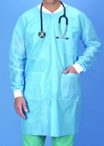 Busse Hospital Disposables - Lab Coat Blue Small / MEdium Knee Length Disposable - 224