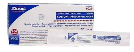 Dukal - Swabstick Cotton Tip Plastic Shaft 6 Inch Sterile 2 per Pack - 9026