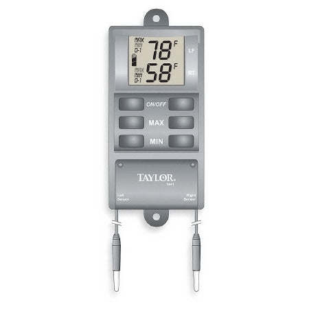 Grainger Digital Thermometer Fahrenheit / Celsius -20° to 120°F (-29° to 50°C) 2 External Probes Wall Mount Battery Operated - 3NE56