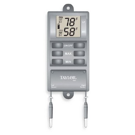 Grainger - Digital Thermometer Fahrenheit / Celsius -20° to +120°F (-29° to +50°C) 2 External Probes Wall Mount Battery Operated - 3NE56
