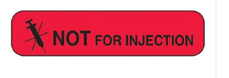 Health Care Logistics HCL Pre-Printed Label Anesthesia Label NOT For Injection Red 3/8 X 1-5/8 Inch - 2047