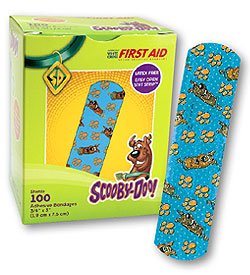 American White Cross Stat Strip - Adhesive Strip 3/4 X 3 Inch Plastic Rectangle Kid Design (Scooby Doo) Sterile - AB129