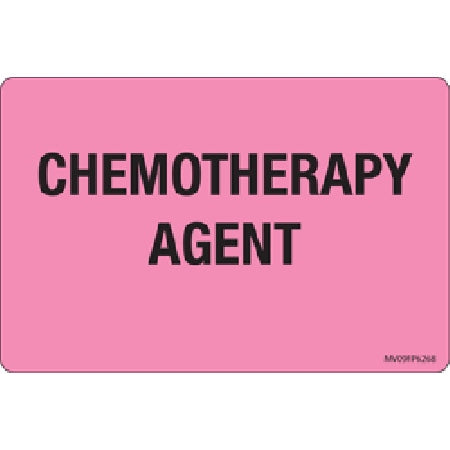 MedVision - Pre-Printed Label Warning Label Pink Paper CHEMOTHERAPY AGENT Black Biohazard 2-5/8 X 4 Inch - MV09FP6268