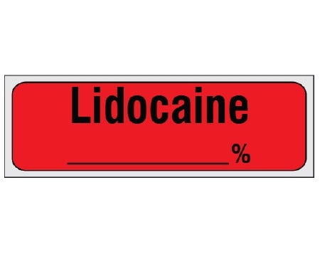 Shamrock Scientific Shamrock Pre-Printed Label Anesthesia Label LIDOCAINE / _____ % Red 1/2 X 500 Inch - SA-36-PRE