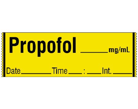 Shamrock - Drug Label Anesthesia Label PROPOFOL _____ mg / mL / Date _____ Time _____ Int. _____ Yellow 1/2 X 1 Inch - SA-205-DTI