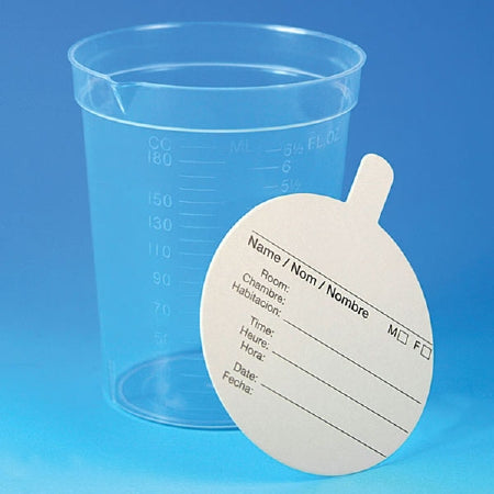 Globe Scientific Specimen Container with Pour Spout 2-1/8 X 3-7/16 Inch Polypropylene Paper Lid 192 mL (6.5 oz.) NonSterile - 5924