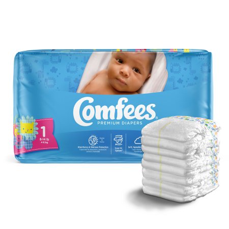 Comfees - Unisex Baby Diaper Size 1 Disposable Moderate Absorbency - CMF-1