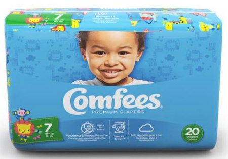 Attends Healthcare Products Comfees Baby Diaper Tab Closure Size 7 Disposable Moderate Absorbency - CMF-7