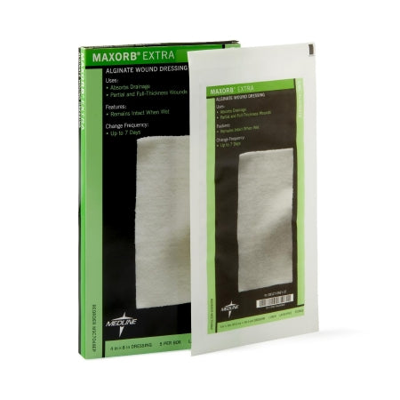 Maxorb Extra - Calcium Alginate Dressing 4 X 8 Inch Rectangle Calcium Alginate / CMC (carboxymethylcellulose) Sterile - Medline - MSC7048EP