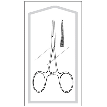 Sklar Econo Hemostatic Forceps Hartmann-Mosquito 3-1/2 Inch Floor Grade Stainless Steel Sterile Ratchet Lock Finger Ring Handle Straight Blunt Serrated Tips - 96-2554