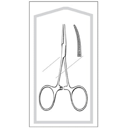 Econo - Mosquito Forceps Hartmann 3-1/2 Inch Length Floor Grade Pakistan Stainless Steel Sterile Ratchet Lock Finger Ring Handle Curved Blunt Serrated Tips - 96-2555