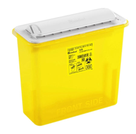 ABM North America AP Line Chemotherapy Sharps Container 12 L X 4-1/2 W X 10-4/5 H Inch 5.4 Quart Yellow Base / White Lid Horizontal Entry Lid - FGAP5Q4YC001
