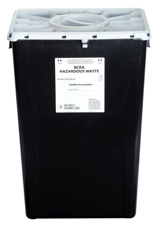 AP Line - RCRA Waste Container 13 L X 17-3/10 W X 24-4/5 H Inch 18 Gallon Black Base / White Lid Vertical Entry Duo Port Lid - FGAP60DBC001