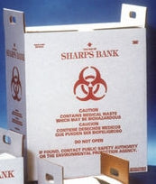 Whitney Medical Solutions *Desert Med* Sharps Bank Lab Waste Container 13-1/4 D X 13-1/4 W X 17-1/4 H Inch 12 Gallon White Base / Red Markings Vertical Entry Flaps - SB1201