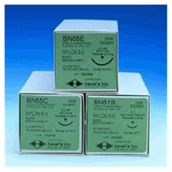 Havel's Inc Suture 4-0 Nylon P-3 Sharpoint Black 18" Monofilament 12/Bx - BN62D