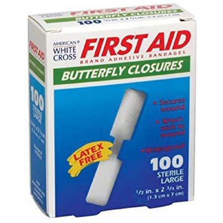 First Aid Brand - Skin Closure Strip 1/2 X 2-3/4 Inch Nonwoven Material Butterfly Closure White - 60333
