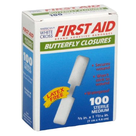 First Aid Brand - Skin Closure Strip 1/8 X 1-13/16 Inch Nonwoven Material Butterfly Closure White - 60233