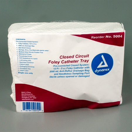 Dynarex Dynarex Closed Circuit Catheter Tray Foley 12 Fr. 5 cc Balloon - 5004