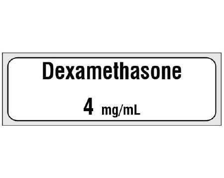 Shamrock Scientific Shamrock Pre-Printed Label Anesthesia Label Dexamethasone / 4 mg/mL White 1/2 X 500 Inch - SA-3243-PRE