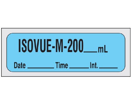 Shamrock - Drug Label Anesthesia Label Isovue-M-200_mL Date_Time_Int_ Blue 1/2 X 1-1/2 Inch - SXD-22