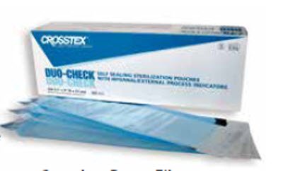 Duo-Check - Sterilization Pouch Ethylene Oxide (EO) Gas / Steam 2-1/4 X 4-1/2 Inch Transparent / Blue Self Seal Paper / Film - SCXX