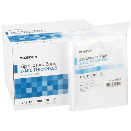 McKesson - Reclosable Bag 9 X 12 Inch Polyethylene Clear Zipper Closure - 4582
