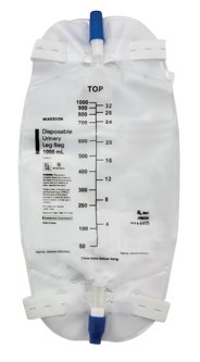 McKesson McKesson Urinary Leg Bag Anti-Reflux Valve 1000 mL Vinyl - 4605