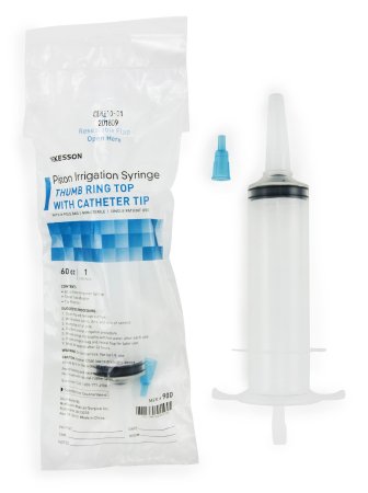 McKesson McKesson Irrigation Syringe 60 mL Pole Bag Catheter Tip Without Safety - 903