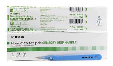 McKesson - Scalpel No. 11 Stainless Steel / Plastic Sensory Grip Handle Sterile Disposable - 1626