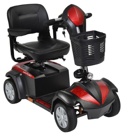Drive Medical VENTURA 4 Electric Scooter 4 Wheel Black / Red or Blue (Interchangeable) - VENTURA418FS
