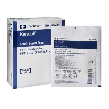 Kendall Border Foam Gentle Adhesion - Silicone Foam Dressing 3-1/2 X 3-1/2 Inch Square Silicone Adhesive with Border Sterile - 55544BG