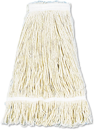 Lagasse Boardwalk Wet Mop Head Looped End Size 24 White Cotton Reusable - BWK424CCT