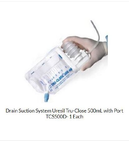 Tru-Close - Suction Drainage Bag 500 mL Dual Anti-Reflux Barrier - TCS500D