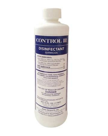 Control III Disinfectant Germicide - Surface Disinfectant Cleaner Quaternary Based Manual Pour Liquid Concentrate 16 oz. Bottle Benzaldehyde Scent NonSterile - C3/DISP/01