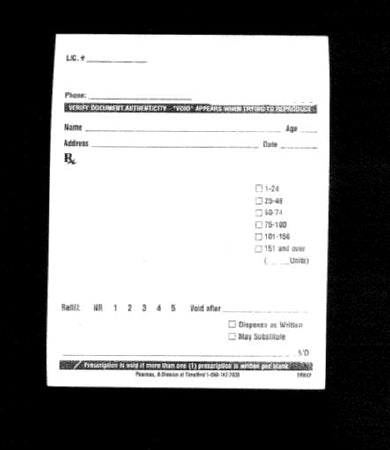 Precision Dynamics Tamper Resistant Prescription Pad 4 X 5 Inch - TRRXP