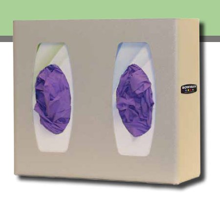 Double with Dividers - Glove Box Holder Horizontal or Vertical Mounted 2-Box Capacity Quartz 4 X 10.13 X 11.38 Inch - GL020-0212