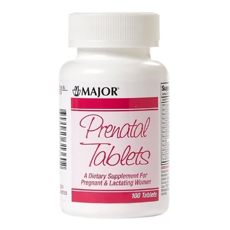 Major - Prenatal Vitamin Supplement PNV No. 96 / Iron / Folic Acid 27 mg - 0.8 mg Strength Tablet 100 per Bottle - 00904531360