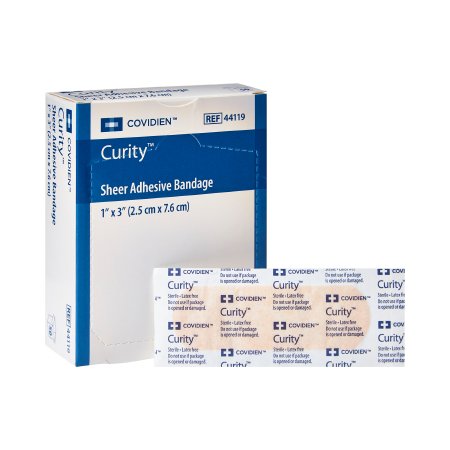 Curity - Adhesive Strip 1 X 3 Inch Plastic Rectangle Sheer Sterile - 44119