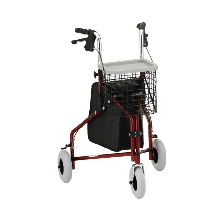 Traveler - 3 Wheel Rollator Red Adjustable Height / Folding Aluminum Frame - 4900RD