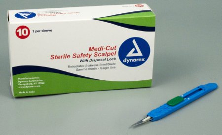 Medicut - Safety Scalpel No. 11 Stainless Steel / Plastic Sensory Grip Handle Sterile Disposable - 4161